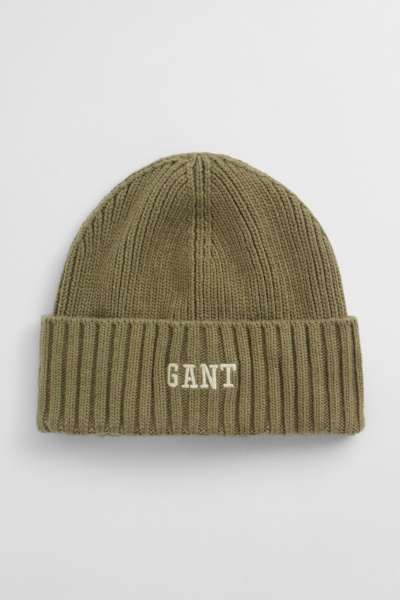 SAPKA GANT GRAPHIC COTTON BEANIE WASHED OLIVE