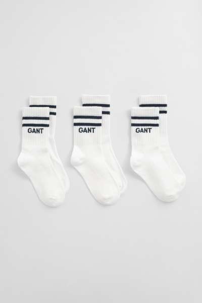 ZOKNI GANT SPORT SOCKS 3-PACK WHITE