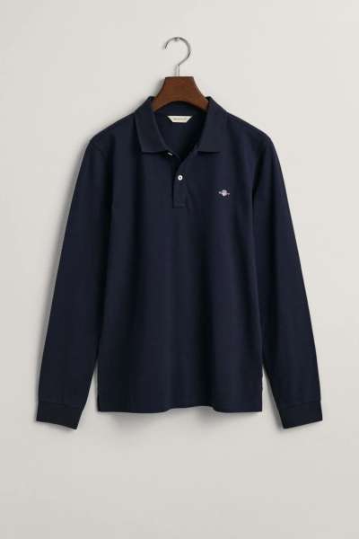 PÓLÓ GANT SHIELD LS PIQUE RUGGER EVENING BLUE