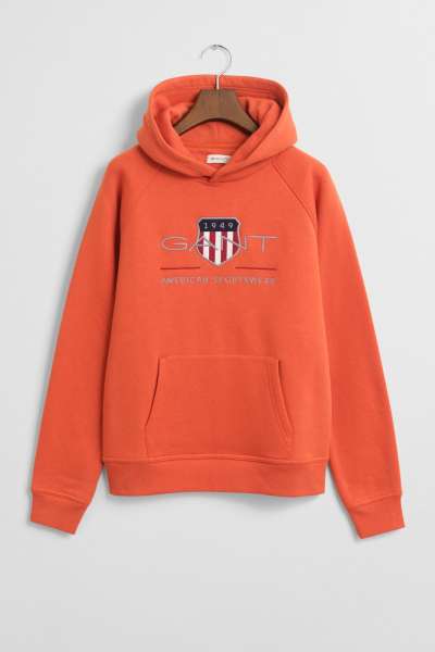 MELEGÍTŐFELSŐ GANT ARCHIVE SHIELD HOODIE DEEP ORANGE