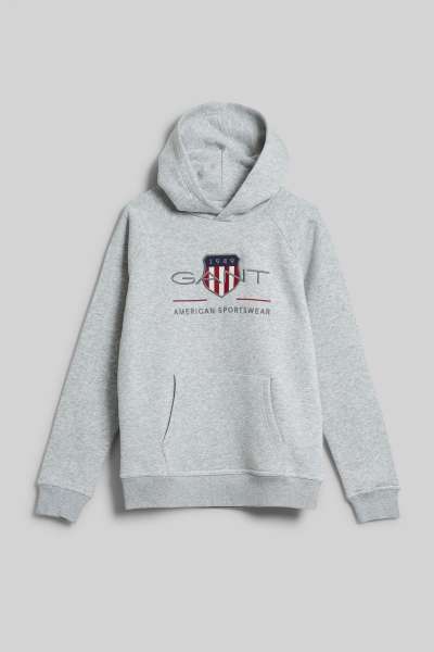 MELEGÍTŐFELSŐ GANT ARCHIVE SHIELD HOODIE LIGHT GREY MELANGE