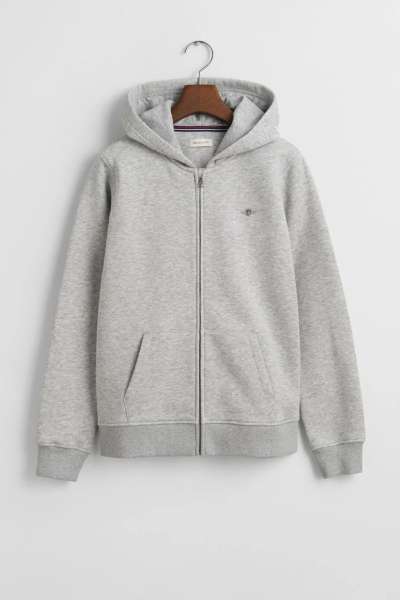 MELEGÍTŐFELSŐ GANT SHIELD ZIP HOODIE LIGHT GREY MELANGE