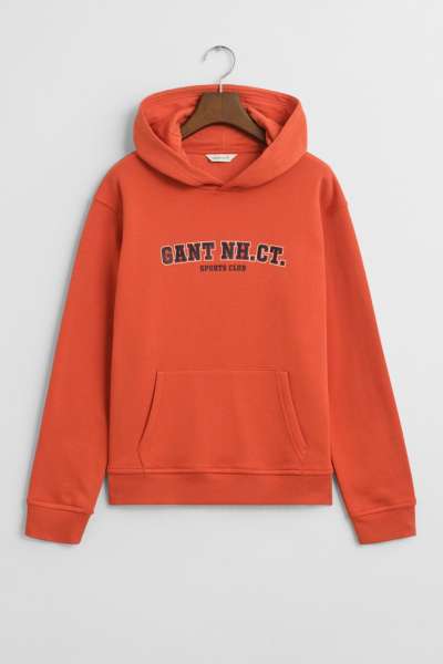 MELEGÍTŐFELSŐ GANT GRAPHIC SWEATSHIRT HOODIE DEEP ORANGE
