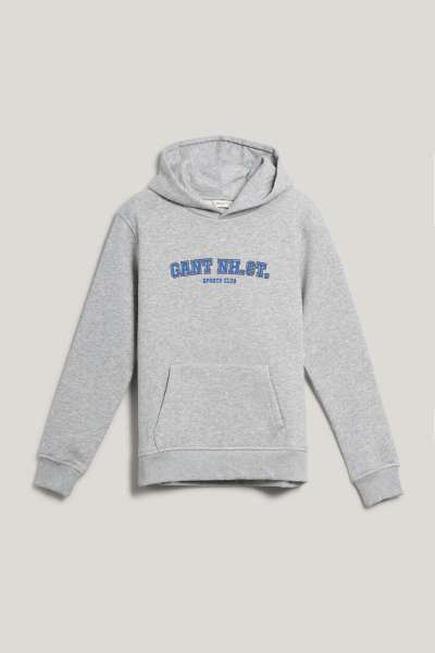 MELEGÍTŐFELSŐ GANT GRAPHIC SWEATSHIRT HOODIE LIGHT GREY MELANGE