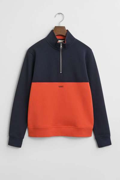 MELEGÍTŐFELSŐ GANT BLOCKED HALF ZIP SWEATSHIRT EVENING BLUE