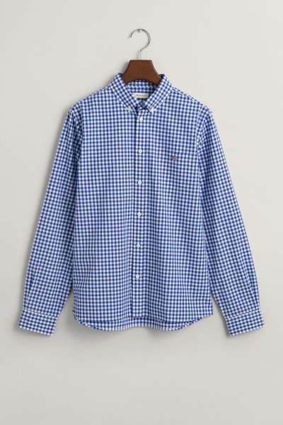 ING GANT POPLIN GINGHAM SHIELD SHIRT COLLEGE BLUE