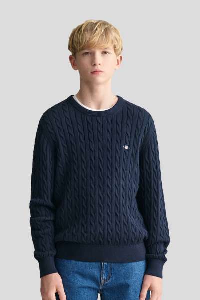 PULÓVER GANT SHIELD COTTON CABLE C-NECK EVENING BLUE