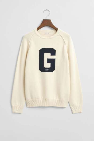 PULÓVER GANT GRAPHIC RAGLAN C-NECK CREAM