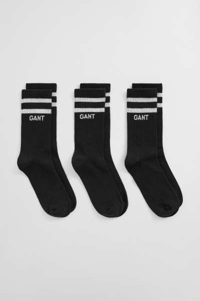 ZOKNI GANT SPORT SOCKS 3-PACK BLACK