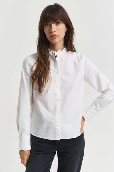 BLÚZ GANT REG CLASSIC OXFORD FRILL BLOUSE WHITE