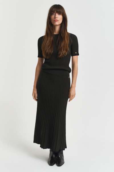 SZOKNYA GANT CONTRAST RIBBED KNIT SKIRT GREEN LAGOON