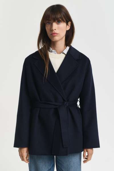 KABÁT GANT HANDSTITCHED BELTED JACKET EVENING BLUE