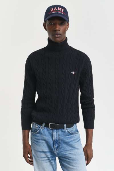 GARBÓ GANT COTTON CABLE TURTLE NECK BLACK