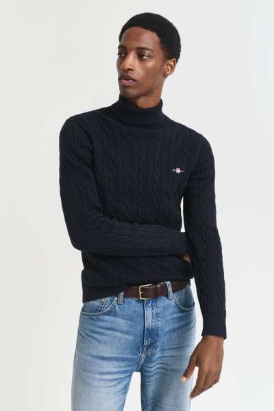 GARBÓ GANT COTTON CABLE TURTLE NECK EVENING BLUE