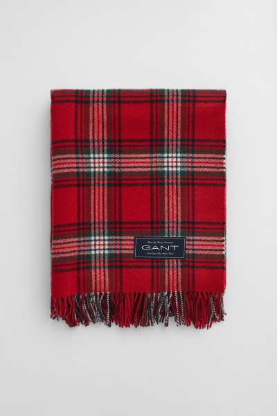 TAKARÓ GANT EXTRA FINE MERINO WOOL THROW  RUBY RED