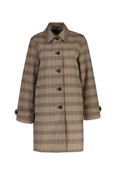 KABÁT GANT CHECKED CAR COAT DEEP BROWN