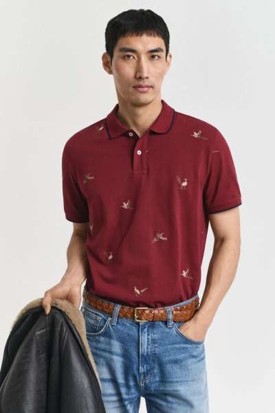 PÓLÓ GANT EBROIDERED SS POLO PLUPED RED