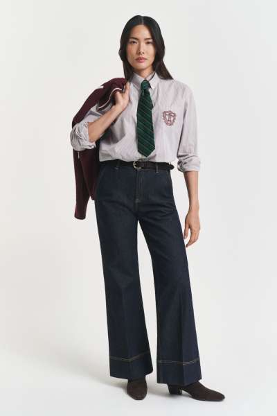 FARMER GANT SLIM FLARE JEANS WITH HEM DETAIL DARK BLUE