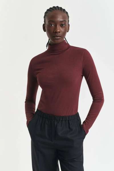 GARBÓ GANT LIGHT COTTON L TURTLENECK PLUM WINE