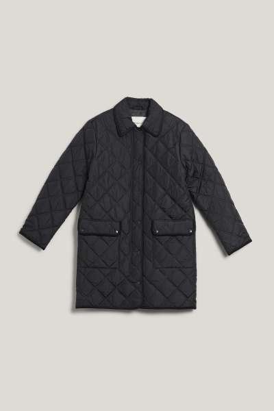 KABÁT GANT QUILTED COAT WITH CORD TRIM BLACK