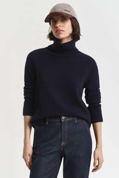 GARBÓ GANT DETAIL KNIT TURTLENECK EVENING BLUE