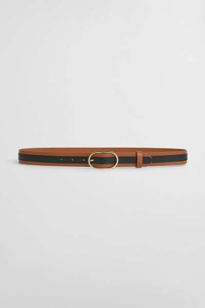 ÖV GANT STRIPE LEATHER BELT COGNAC