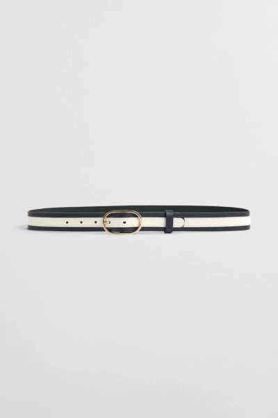 ÖV GANT STRIPE LEATHER BELT EVENING BLUE