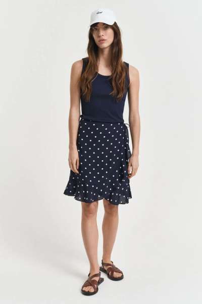 SZOKNYA GANT DOT PRINT FRILL SKIRT EVENING BLUE