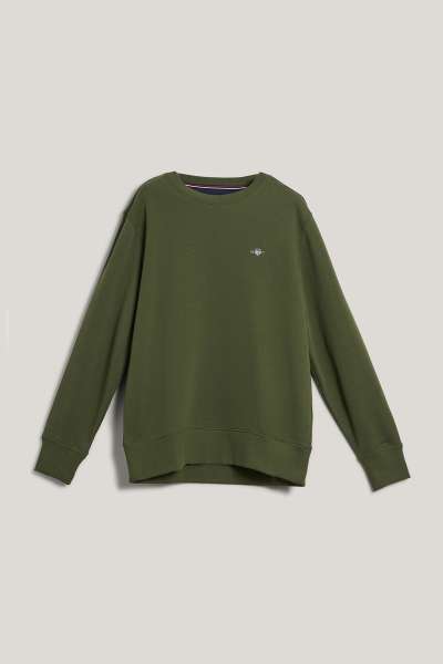 ELEGÍTŐFELSŐ GANT REG SHIELD C-NECK SWEAT COUNTRY GREEN