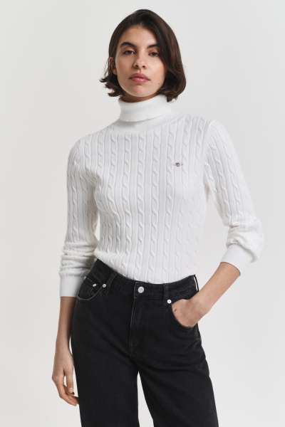 GARBÓ GANT STRETCH COTTON CABLE TURTLENECK EGGSHELL
