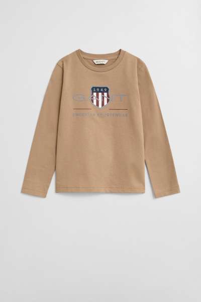 PÓLÓ GANT ARCHIVE SHIELD LS T-SHIRT DARK KHAKI
