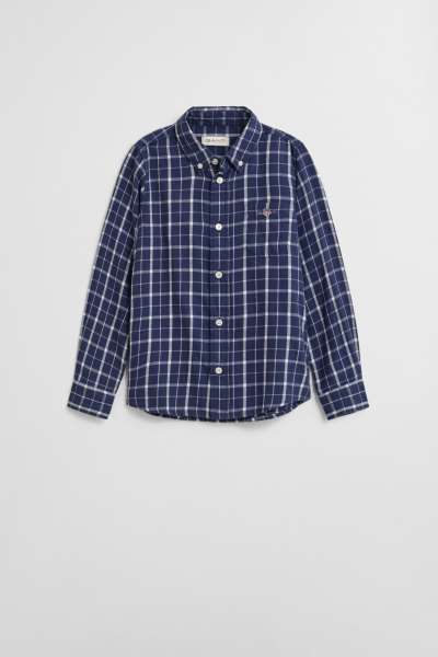 ING GANT CHECKED FLANNEL BD SHIRT PERSIAN BLUE