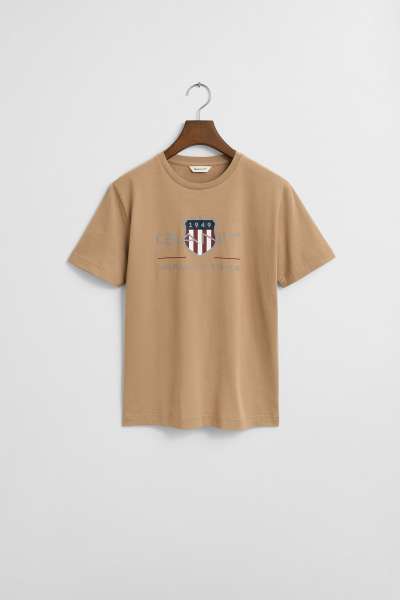 PÓLÓ GANT ARCHIVE SHIELD SS T-SHIRT DARK KHAKI