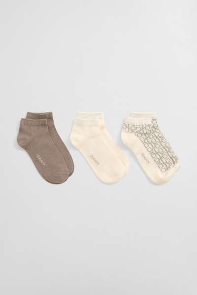 3-PACK ZOKNI GANT MONOGRAM ANKLE SOCKS CREAM