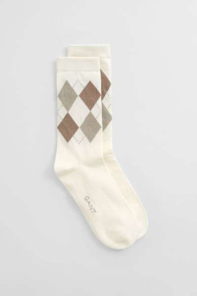 ZOKNI GANT ARGYLE CHECK SOCKS EGGSHELL