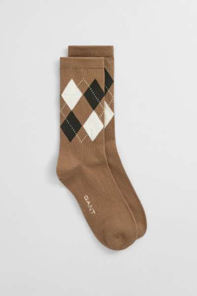 ZOKNI GANT ARGYLE CHECK SOCKS WARM KHAKI