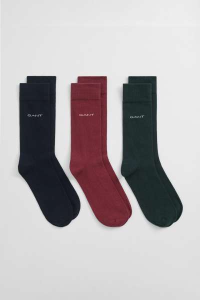 ZOKNI GANT SOFT COTTON SOCKS 3-PACK TARTAN GREEN