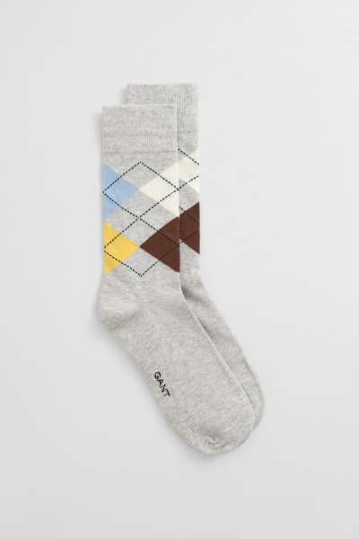 ZOKNI GANT ARGYLE SOCKS LIGHT GREY MELANGE