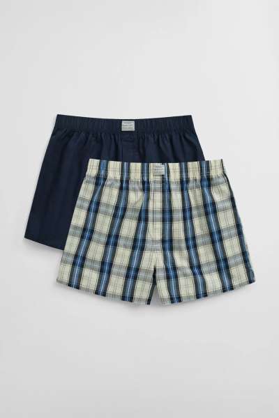 ALSÓNEMŰ GANT CHECK AND SOLID BOXER SHORTS 2-P MARINE