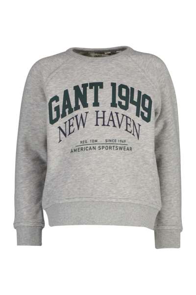 MELEGÍTŐFELSŐ GANT GRAPHIC RAGLAN C-NECK SWEAT LIGHT GREY MELANGE