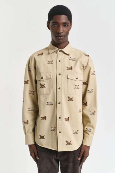 ING GANT RE EMBROIDERED TWI SHIRT OAK BEIGE