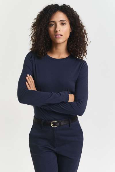 PÓLÓ GANT LIGHT COTTON LS T-SHIRT EVENING BLUE