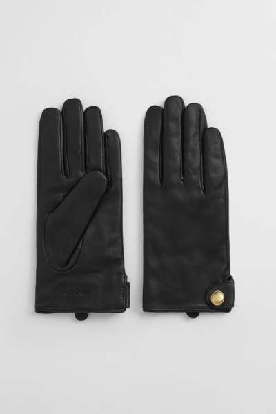 KESZTYŰ GANT BUTTONED LEATHER GLOVES BLACK