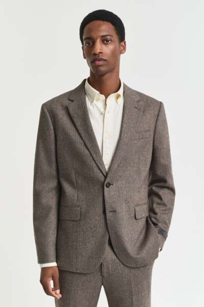 ZAKÓ GANT FLANNEL HERRINGBONE SUIT JACKET DEEP BROWN