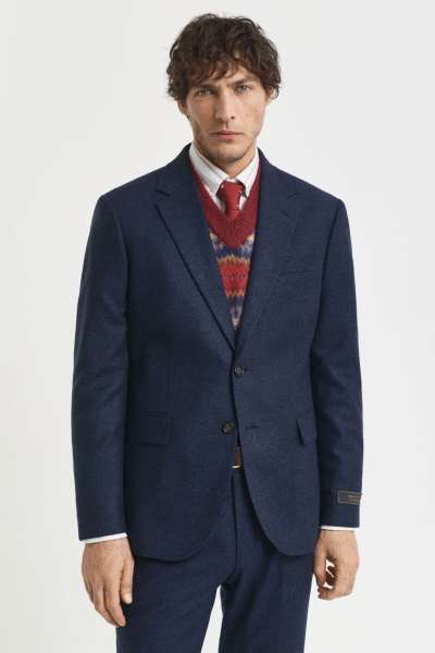 ZAKÓ GANT FLANNEL HERRINGBONE SUIT JACKET EVENING BLUE