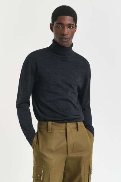 GARBÓ GANT EXTRAFINE MERINO WOOL TURTLENECK DK CHARCOAL MELANGE