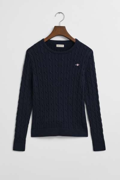 PULÓVER GANT STRETCH COTTON CABLE C-NECK EVENING BLUE