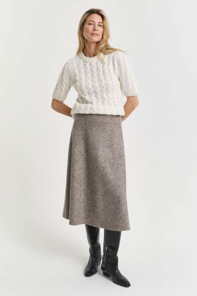 SZOKNYA GANT MIDI FLARED WOOL SKIRT DEEP BROWN
