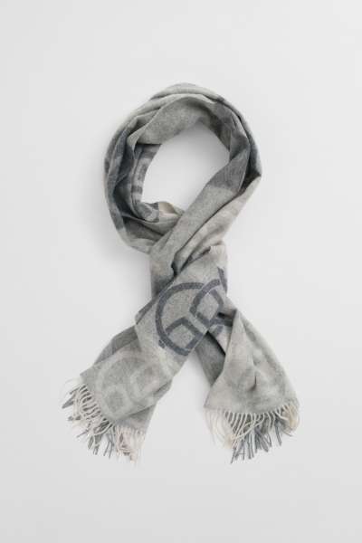 SÁL GANT MONOGRAM WOOL SCARF CHARCOAL MELANGE