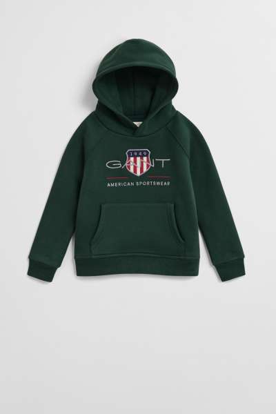 MELEGÍTŐFELSŐ GANT ARCHIVE SHIELD RAGLAN HOODIE TARTAN GREEN